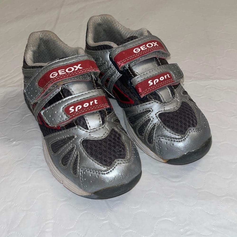 Geox Respira silver gray orange velcro sneakers 10T